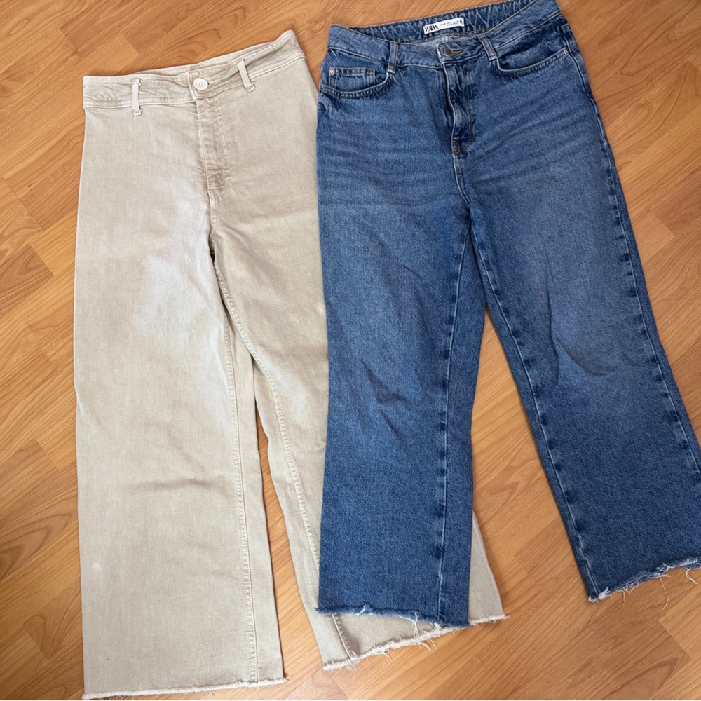 2 x Zara ZW Marine Straight Wide Leg Jean & Loose Fit Jean - Picture 3 of 10